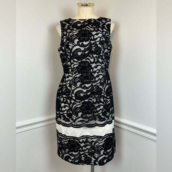 THE LIMITED Sleeveless Black Lace With White Underlay Dress | Size 10 - Picture 2 of 16